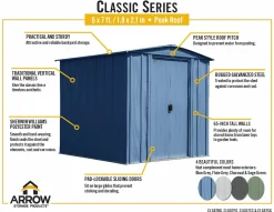 Arrow Metal Sheds-6 x 7 x 6 ft Blue Shed