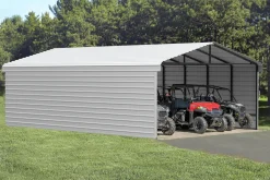 Arrow Atv|Golf Cart-15 x 10 x 7 ft Charcoal Carport with 2-sided Enclosure