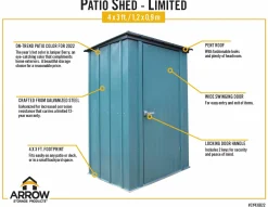Arrow Metal Sheds-4 x 3 x 6 ft Green Shed