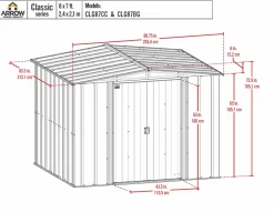 Arrow Metal Sheds-8 x 7 x 6 ft Grey Shed