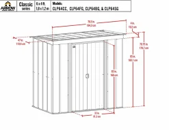 Arrow Metal Sheds-6 x 4 x 6 ft Light Grey Shed