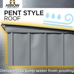 Arrow Metal Sheds-6 x 4 x 6 ft Light Grey Shed