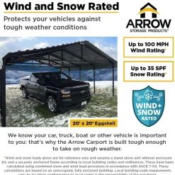 Arrow Truck/Suv-Carport, 20 ft. x 42 ft. x 7 ft. Eggshell