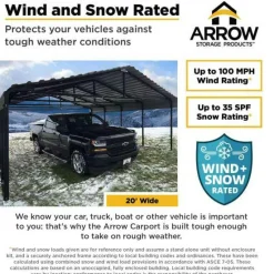 Arrow Truck/Suv|Auto-Carport, 20 ft. x 33 ft. x 7 ft. Charcoal