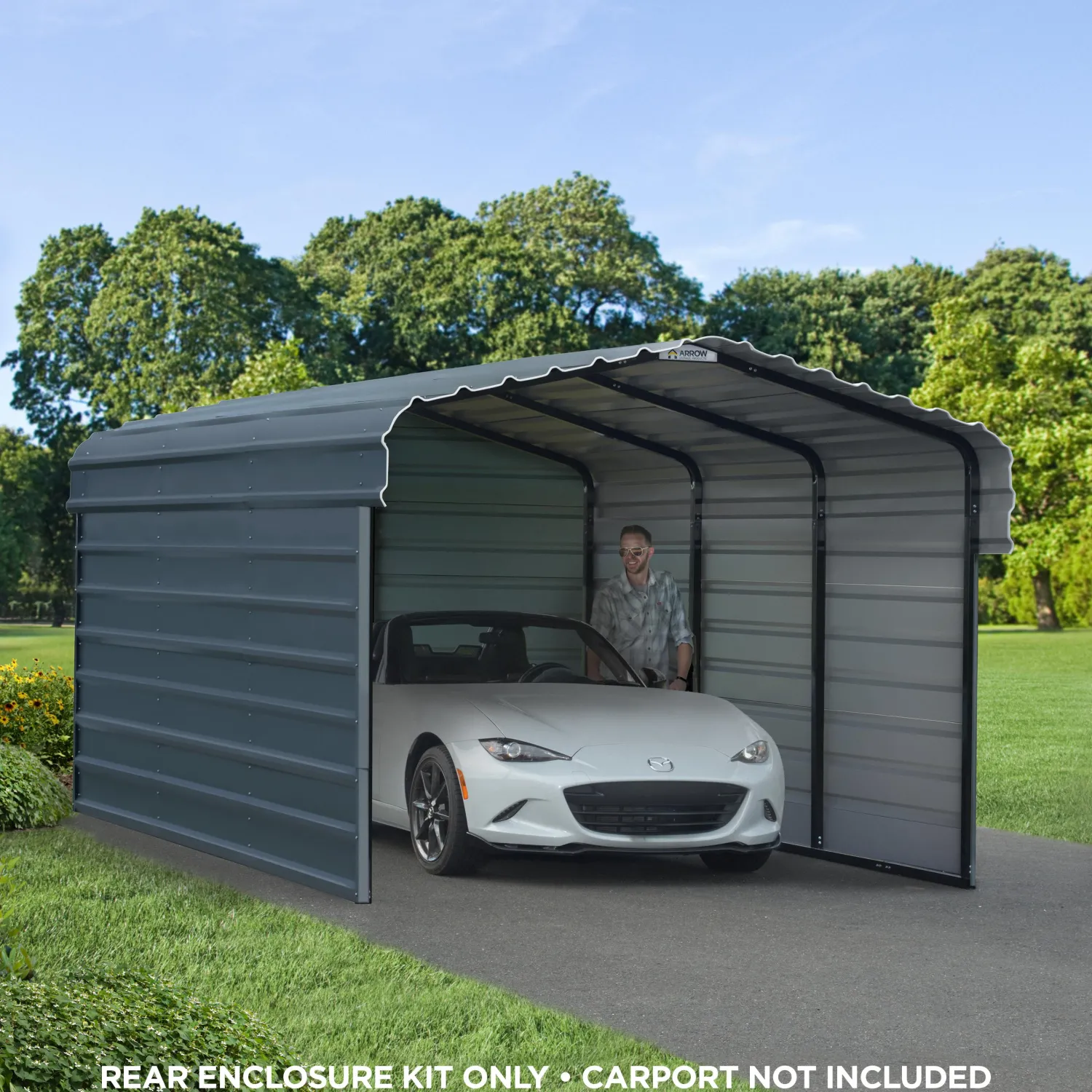 Arrow Carport Enclosure Kits And Walls-Carport Backwall Rear Enclosure Kit