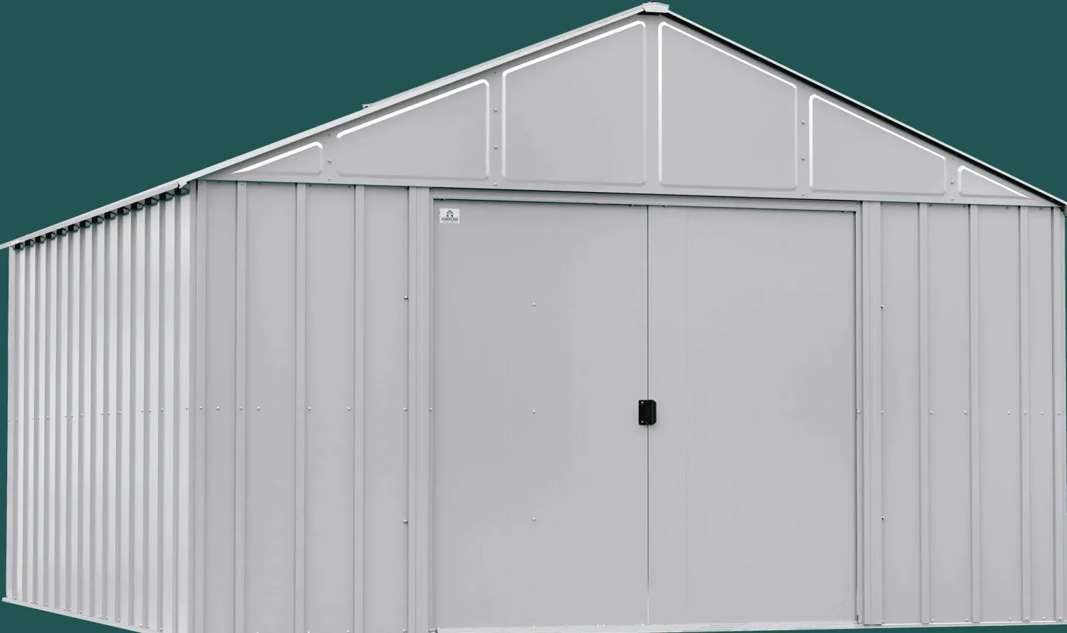 Arrow Metal Sheds-Classic 12 x 12 x 8 ft Flute Grey Steel Storage Shed