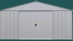 Arrow Metal Sheds-Classic 14 x 12 x 7 ft Flute Grey Steel Storage Shed