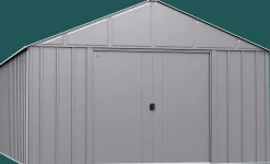 Arrow Metal Sheds-Classic 12 x 17 x 8 ft Flute Grey Steel Storage Shed