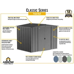 Arrow Metal Sheds-Classic Steel Storage Shed, Blue Grey