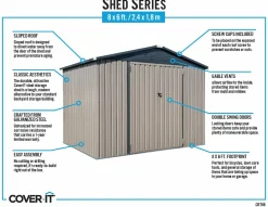 Arrow Metal Sheds-Cover-It® 8x6 Steel Storage Shed - Brown
