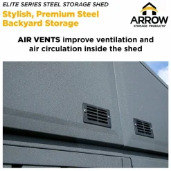 Arrow Metal Sheds-Elite 10 x 8 x 8 ft Anthracite Steel Storage Shed