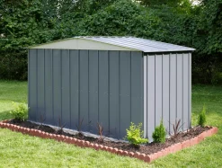Arrow Metal Sheds-Euro Hamlet 10 x 6 x 6 ft Gray Shed with Skylight