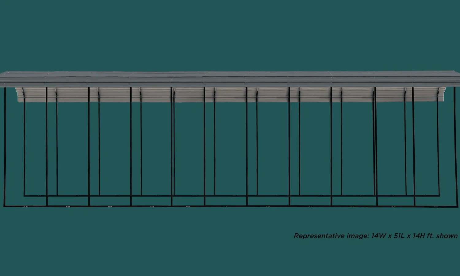 Arrow Semi-Truck-RV Carport 14 ft. x 78 ft. x 14 ft. Charcoal BKP