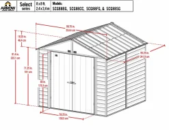 Arrow Metal Sheds-Select 8 x 8 x 8 ft Blue Shed