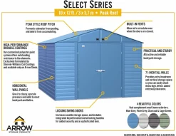 Arrow Metal Sheds-Select 10 x 12 x 8 ft Green Shed