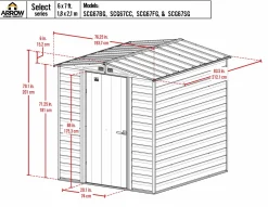 Arrow Metal Sheds-Select 6 x 7 x 7 ft Grey Shed