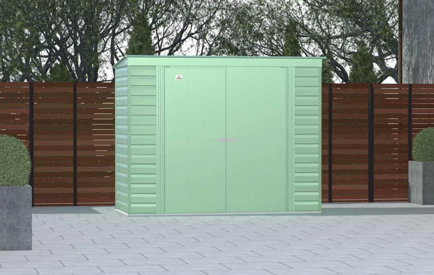 Arrow Garden Sheds|Metal Sheds-Select Steel Storage Shed, Pent, Sage Green