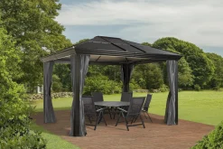 Sojag Gazebo Curtains-Cambridge Grey Spun Polyester Curtains 10 ft. x 12 ft.