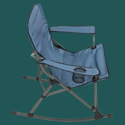 Camp & Go Quad Chairs-CAMP&GO Steel Soft Arm Rocking Blue Quad Chair