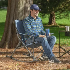Camp & Go Quad Chairs-CAMP&GO Steel Soft Arm Rocking Blue Quad Chair