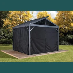 Sojag Gazebo Curtains-Curtains for Sanibel Gazebo, 8 ft. x 8 ft. Black, Gazebo Not Included