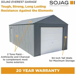 Sojag Metal Garages-Everest Steel Garage, Wind and Snow Rated Storage Building Kit