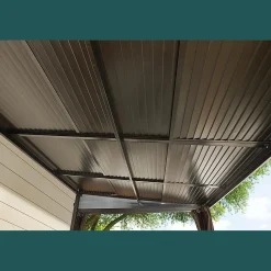 Sojag Wall-Mounted Gazebos-Francfort Wall-Mounted Hardtop Gazebo, 10 ft. x 12 ft. Dark Brown