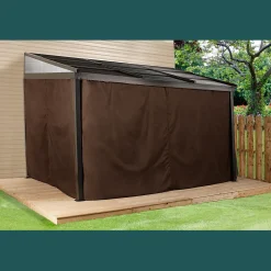 Sojag Wall-Mounted Gazebos-Francfort Wall-Mounted Hardtop Gazebo, 10 ft. x 12 ft. Dark Brown