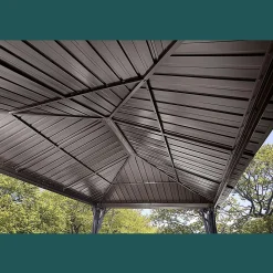 Sojag Hard-Top Gazebos-Genova Hardtop Gazebo, 12 ft. x 16 ft. Dark Brown