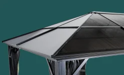 Sojag Hard-Top Gazebos-Meridien Hardtop Gazebo, 10 ft. x 14 ft. Dark Gray