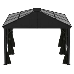 Hard-Top Gazebos-Meridien Hardtop Gazebo, 12 ft. x 16 ft. Dark Gray