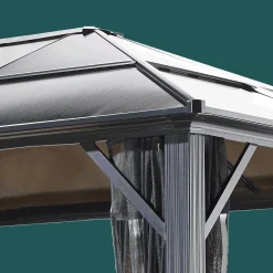 Hard-Top Gazebos-Meridien Hardtop Gazebo, 12 ft. x 16 ft. Dark Gray