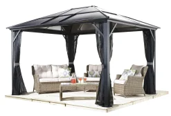 Sojag Hard-Top Gazebos-Meridien Hardtop Gazebo, 10 ft. x 10 ft. Dark Gray