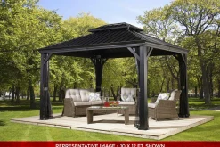 Sojag Hard-Top Gazebos-Messina Hardtop Gazebo, 10 ft. x 14 ft. Gray