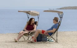 QuikShade Canopy Beach Chairs-Quik Shade Pro Comfort High Back Shade Folding Chair, Tan/Black