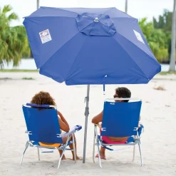 Rio Beach Beach Umbrellas-7 x 7 ft Blue Total Sum Block Umbrella With Sand Anchor