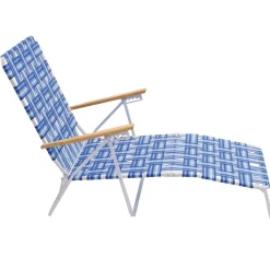 Camp & Go Beach Lounge Chairs-RIO Folding Web Lounge Chair, Blue / White