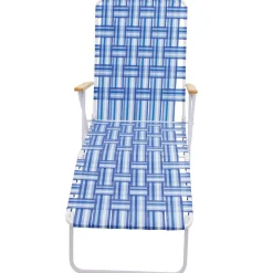 Camp & Go Beach Lounge Chairs-RIO Folding Web Lounge Chair, Blue / White