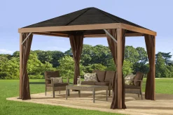 Sojag Gazebo Curtains-Sanibel Brown Polyester Curtains 8 ft. x 8 ft.