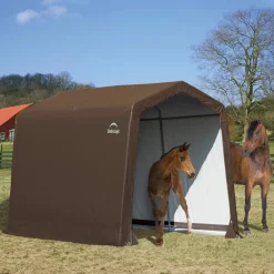 ShelterLogic Portable Sheds-10 x 10 x 8 ft Brown 3-in-1 Loafing Shed