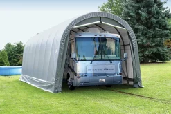 ShelterLogic Firewood Storage-Garage, 14 ft x 32 ft x 12 ft, Round, Gray