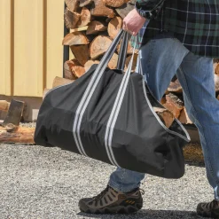 ShelterLogic Firewood Storage-Heavy Duty Firewood Bag 29x9x18 in. Black and Gray