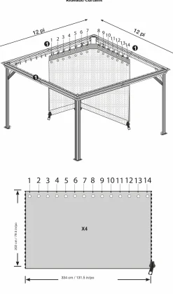 Sojag Gazebo Curtains-12 x 12 x 7 ft Taupe Curtains for Messina and Mykonos Outdoor Gazebo Models