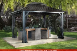 Sojag Hard-Top Gazebos-Genova II 12 x 12 ft Dark Brown Gazebo