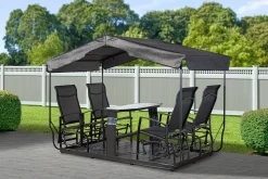 Sojag Outdoor Seating-Houston 5 x 9 x 6 ft Charcoal 4-Seater Glider Swing