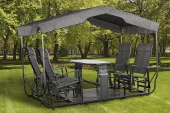 Sojag Outdoor Seating-Houston 5 x 9 x 6 ft Charcoal 4-Seater Glider Swing