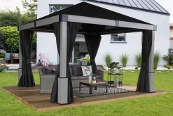 Sojag Gazebo Curtains-Lena 12 x 12 x 7 ft Black Polyester Curtains