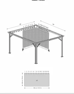 Sojag Gazebo Curtains-Monaco/Messina/Mykonos 12 x 14 x 7 ft Taupe Curtains for Ventura Gazebo