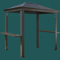 Sojag Grill Gazebos-Mykonos Hardtop BBQ Grill Gazebo, 5 ft. x 8 ft. Light Gray