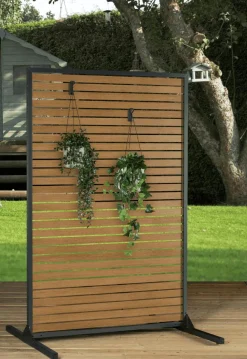 Sojag Privacy Screens-Privadesa 4 x 6 ft Wood Effect Privadesa Rustproof Aluminum Privacy Screen, Outdoor Shades